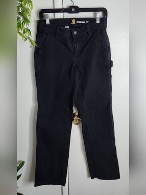 🔥Carhartt Black Work Pants Original Fit Utility Carpenter Pants Size 2 Regular